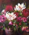 Louise Moreau - Vase de roses et pivoines